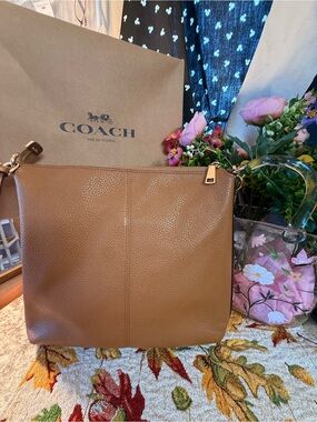Coach Pebbled Leather Shoulder Bag in Tan